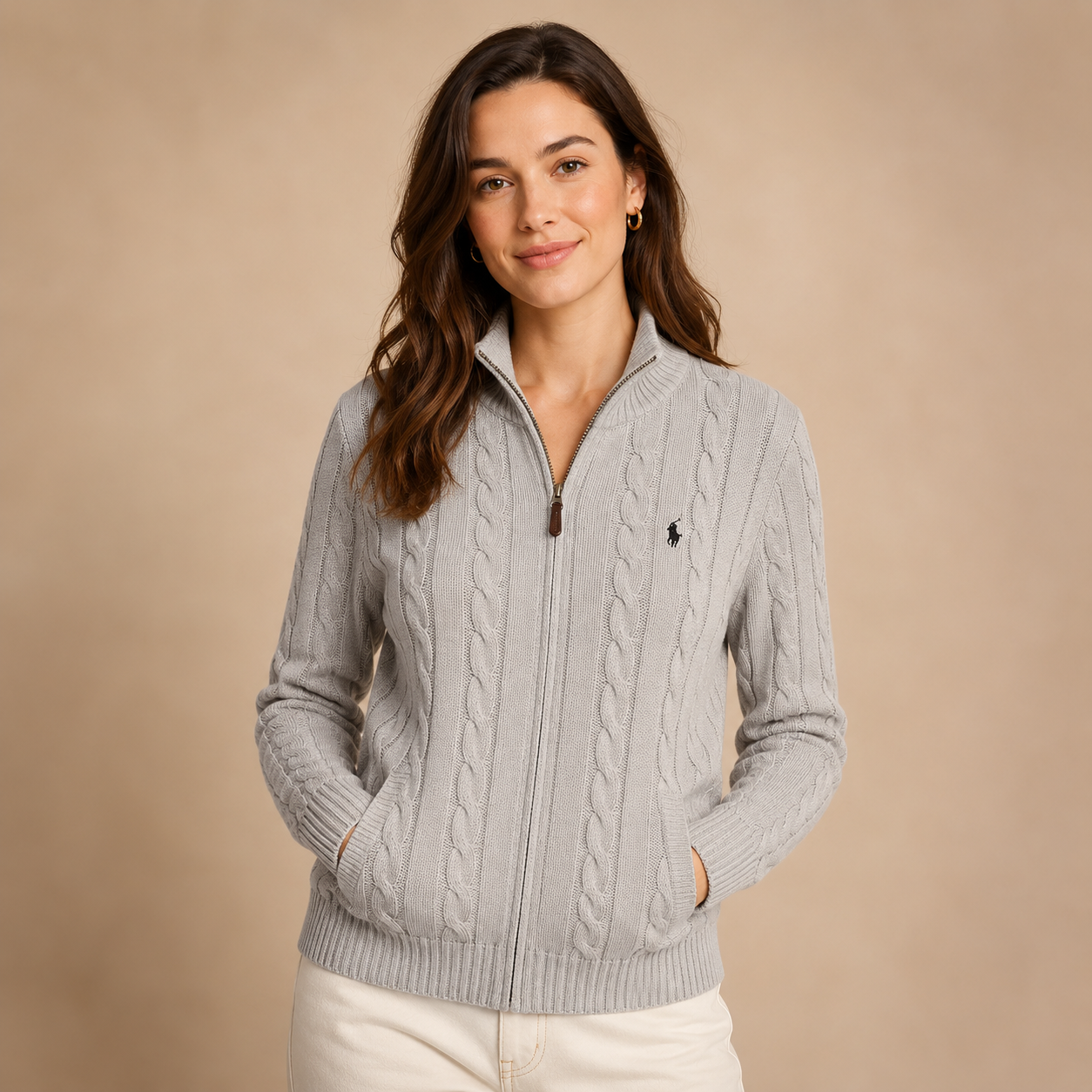 Polo Ralph Lauren Women's Cable-Knit Full-Zip Jumper
