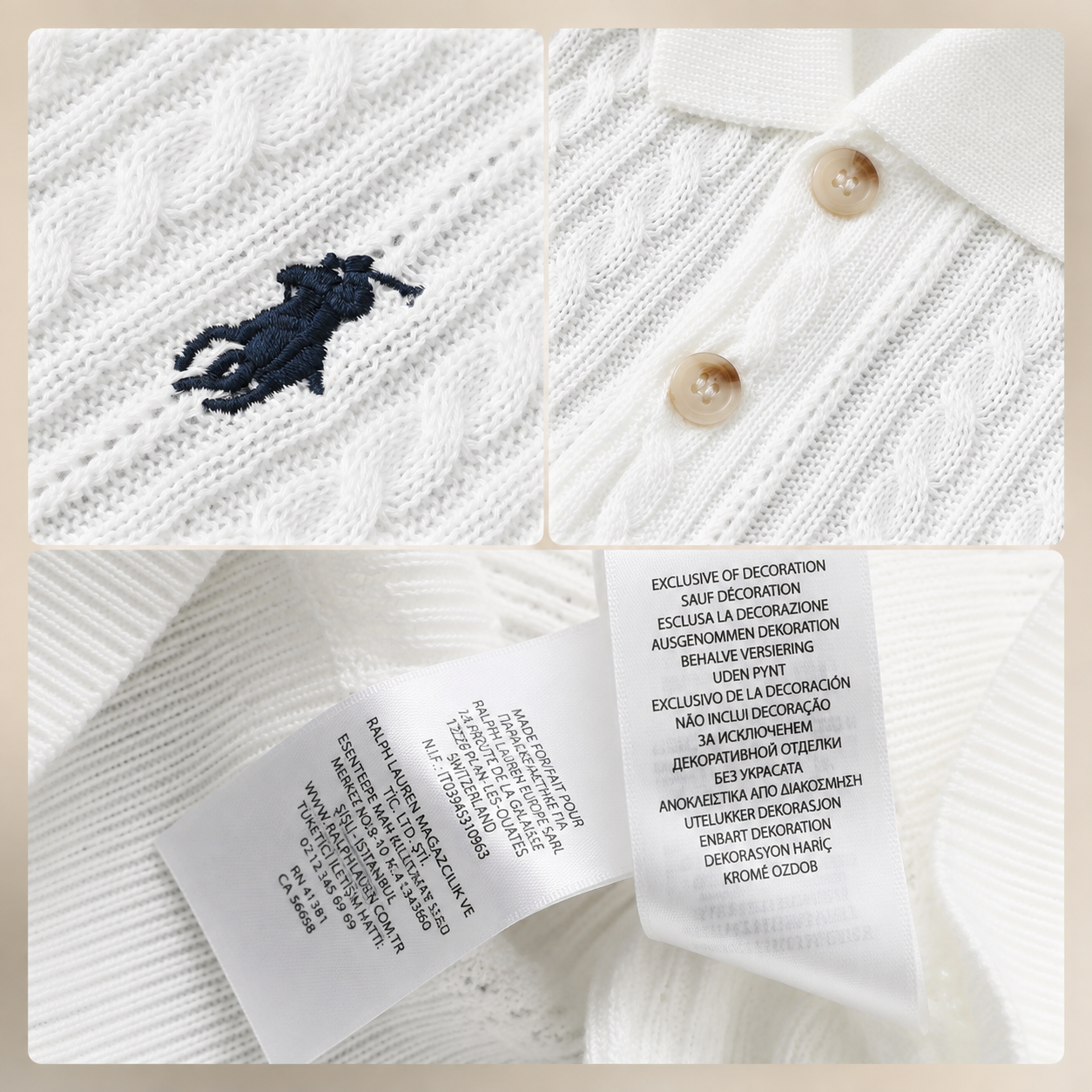 Polo Ralph Lauren Women’s Cable-Knit Short-Sleeve Polo Shirt