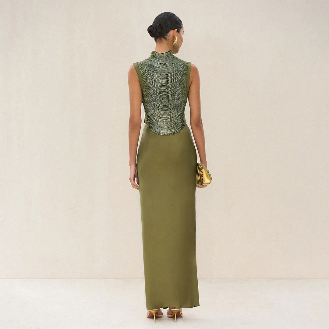 Ensemble élégant sans manches jupe en satin pour soirées et mariages