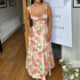 Women's Backless Floral Print Midi Dress for Summer Holiday