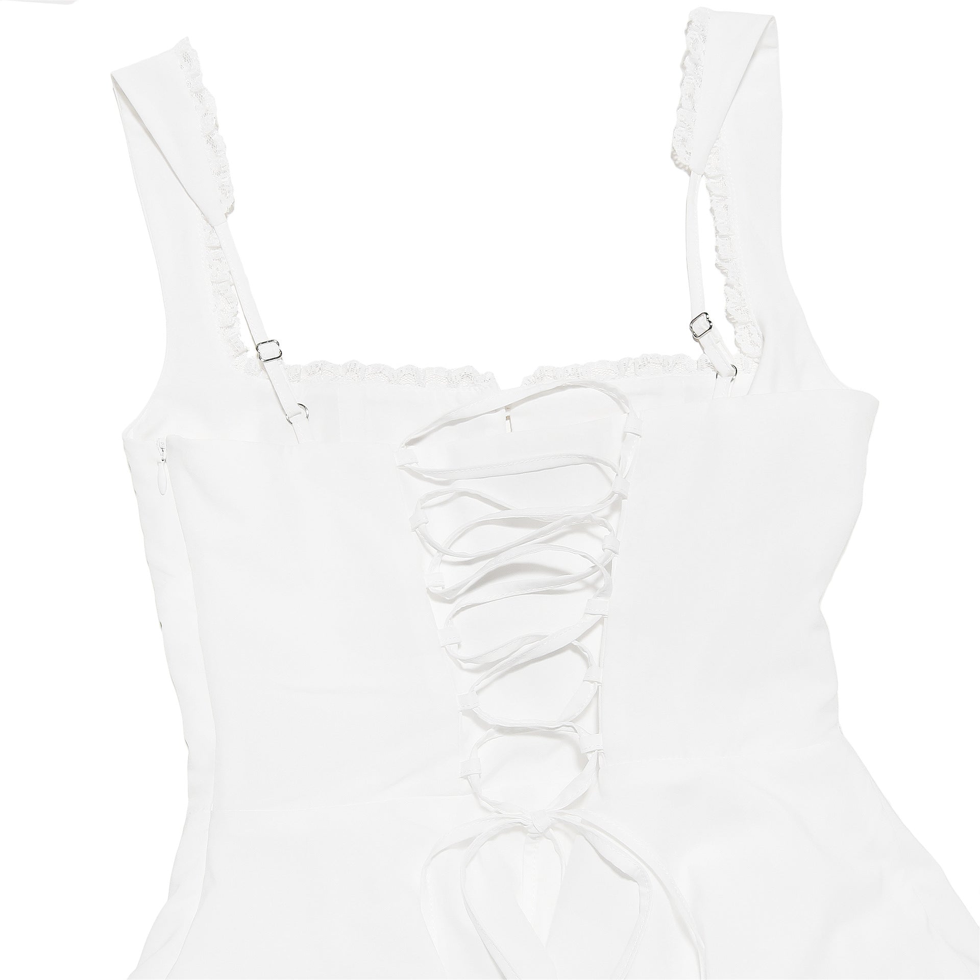 Mini-robe corset dos nu en dentelle pour les soirées romantiques et les vacances
