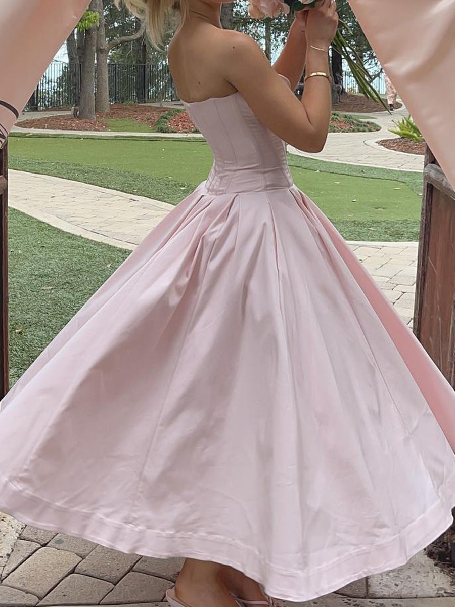Women's Corset Waist Midi Dress for Night Party and Events