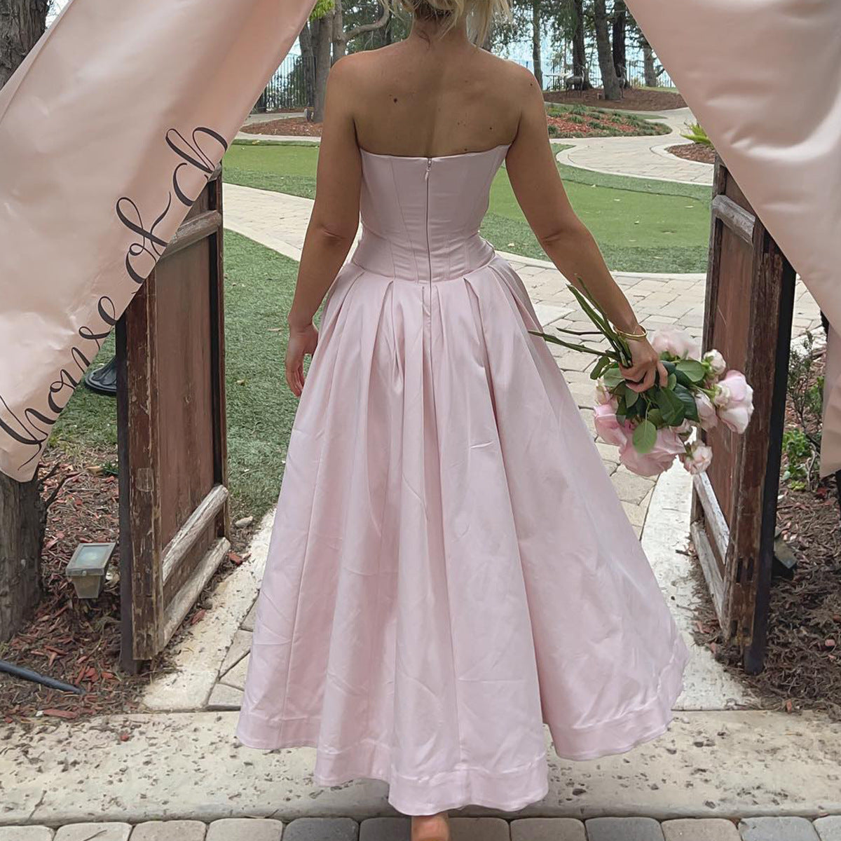 Women's Corset Waist Midi Dress for Night Party and Events