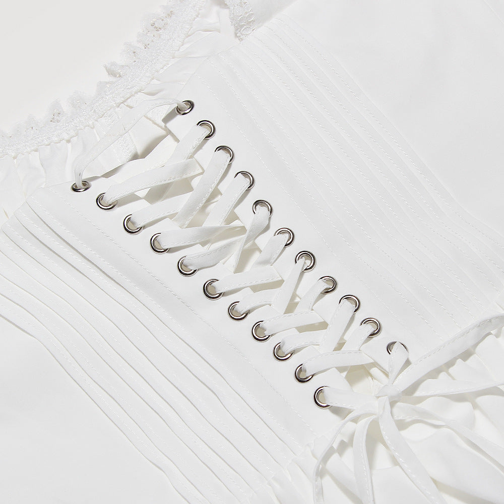 Robe mini corset pour femme avec dentelle et épaules dénudées pour les soirées d'été