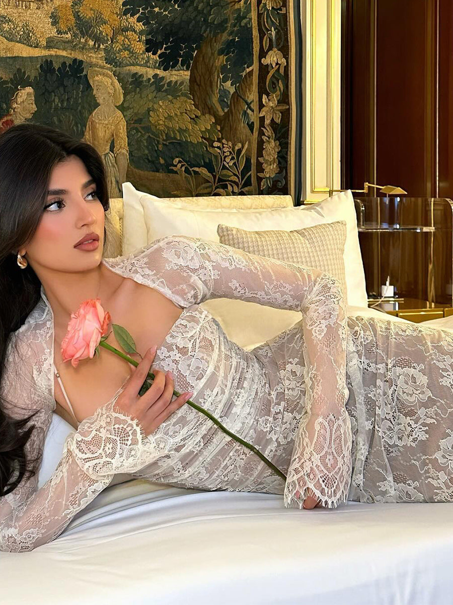 Ensemble deux pièces maxi robe avec surpiqûre pour femmes pour soirée et mariage