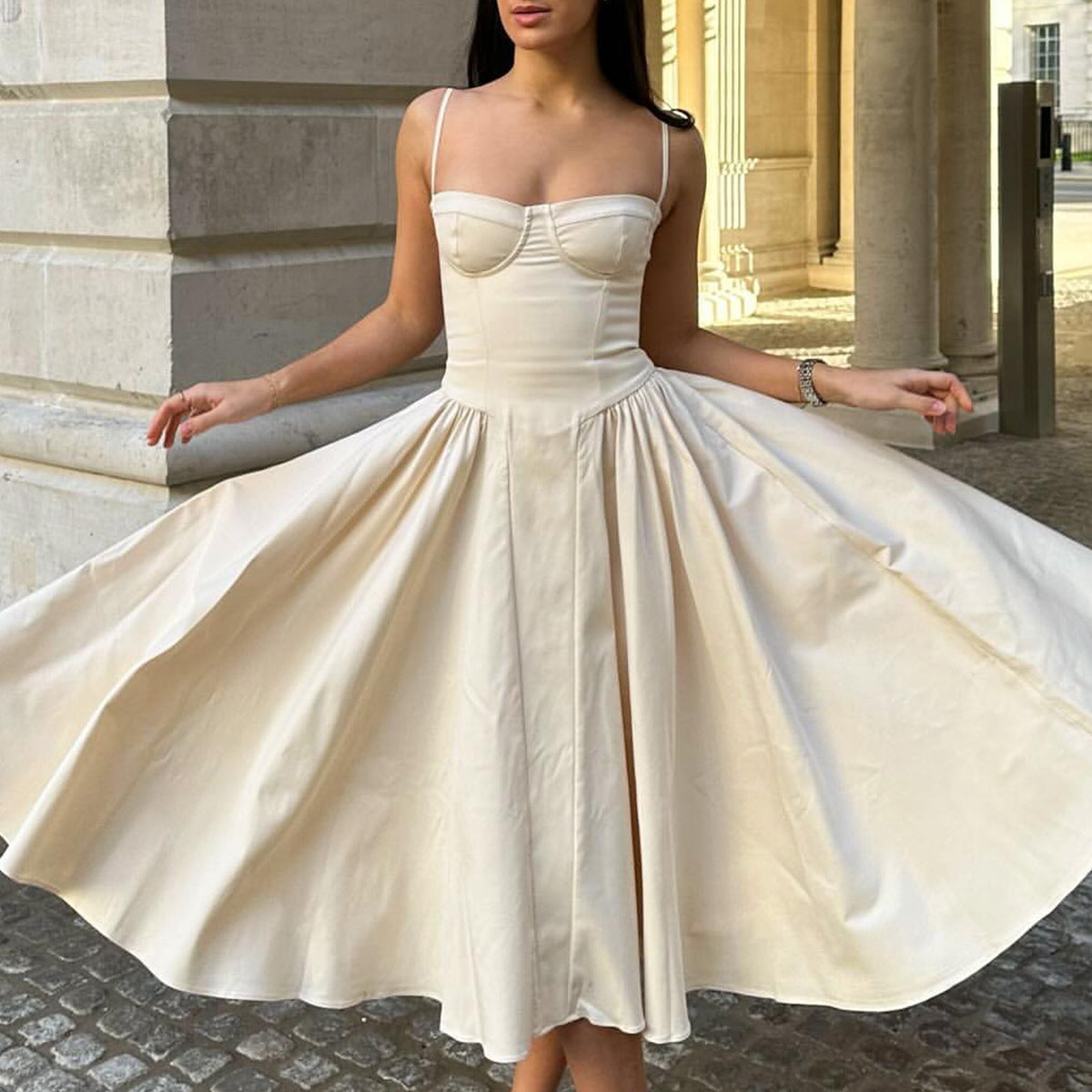 Women's Sleeveless Corset Midi Dress for Summer Season and Vacation
