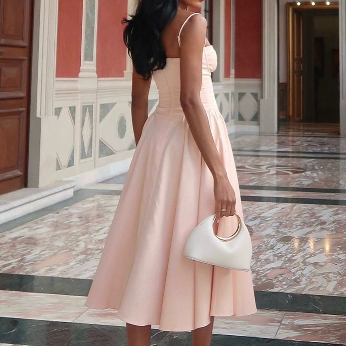 Women's Sleeveless Corset Midi Dress for Summer Season and Vacation