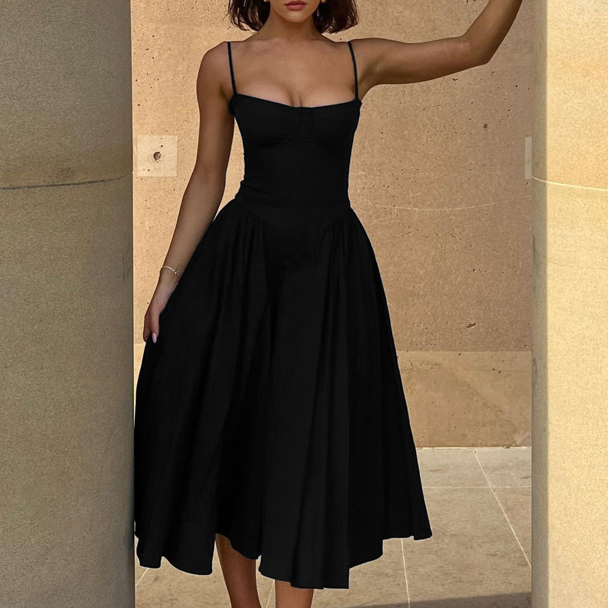 Women's Sleeveless Corset Midi Dress for Summer Season and Vacation