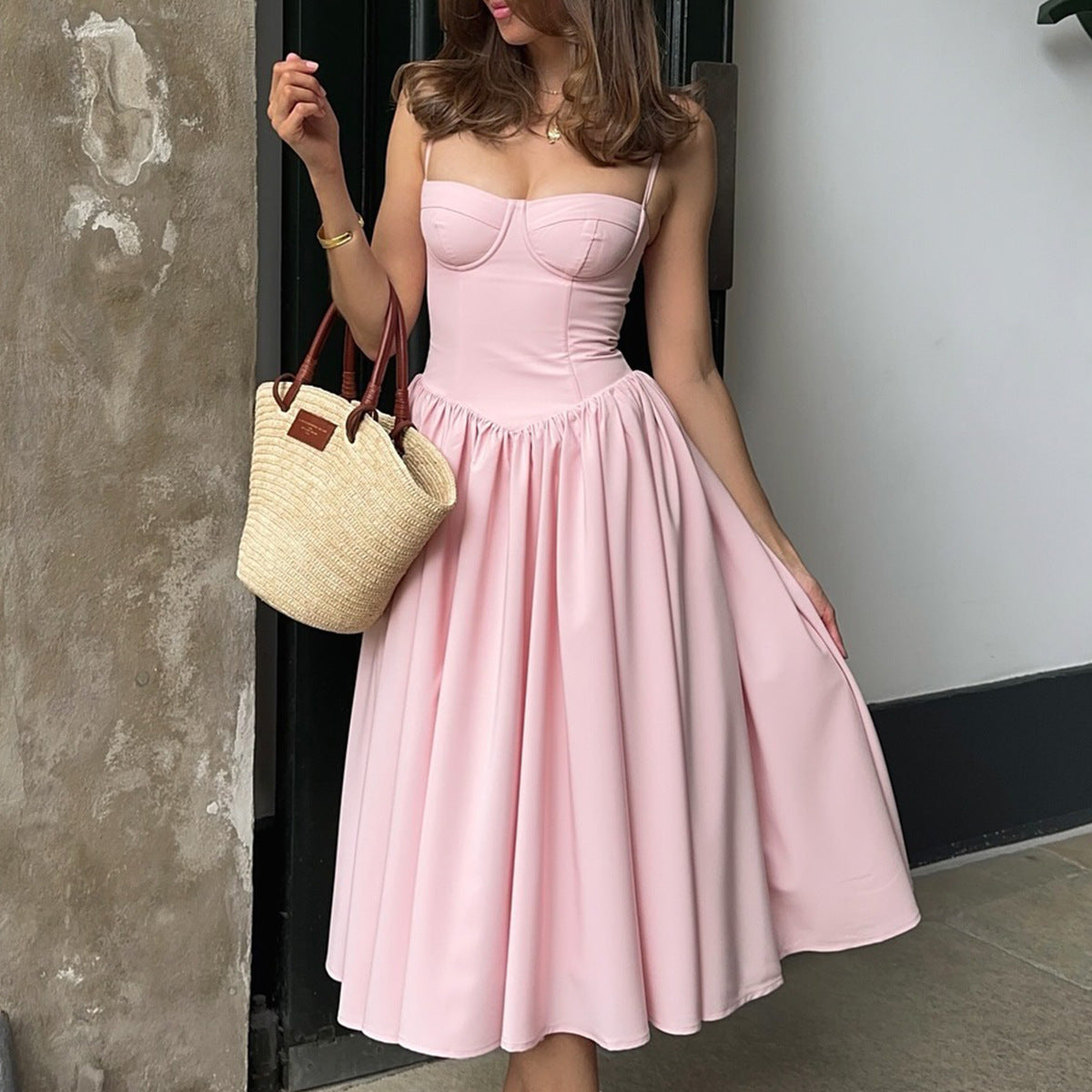 Women's Sleeveless Corset Midi Dress for Summer Season and Vacation