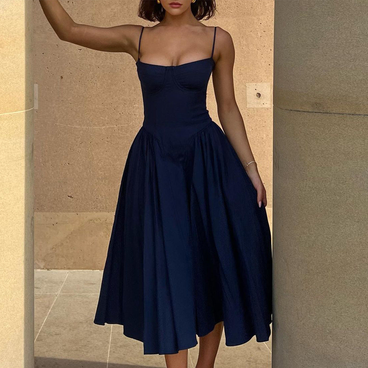 Women's Sleeveless Corset Midi Dress for Summer Season and Vacation