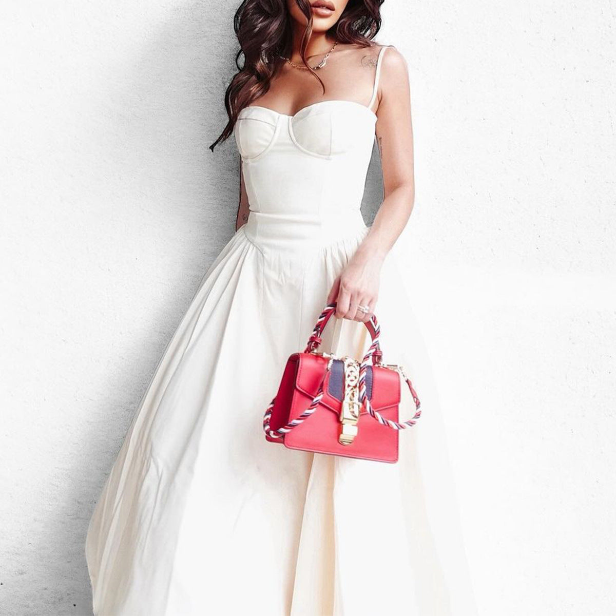 Women's Sleeveless Corset Midi Dress for Summer Season and Vacation