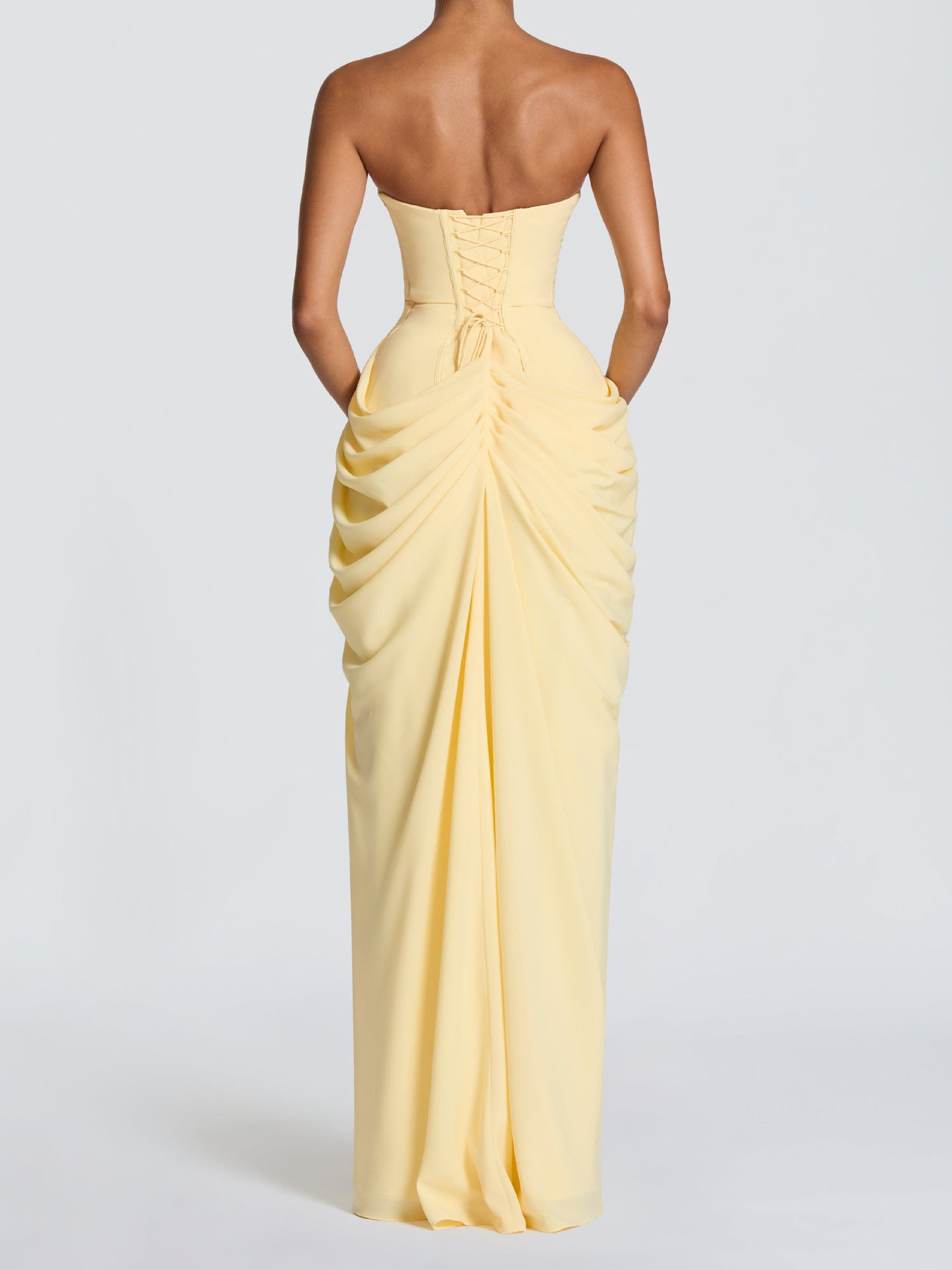 Robe de soirée élégante moulante et fendue pour femmes, sans bretelles, pour événements formels