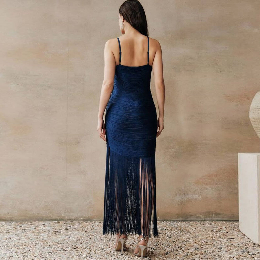 Robe Midi à Franges pour Femme pour les Fêtes et Célébrations