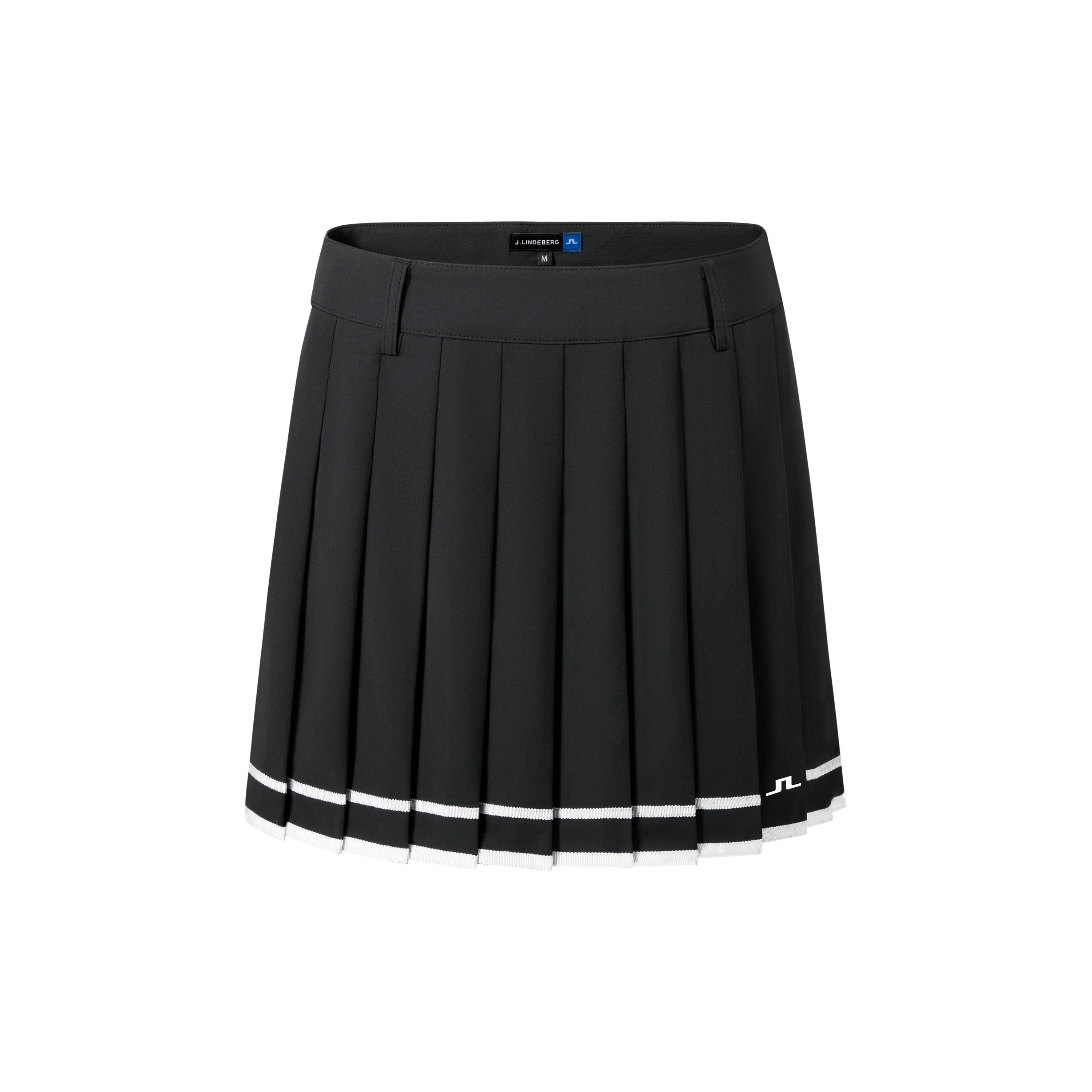 J.Lindeberg Harlow Golf Skirt with stripe hem and integrated inner shorts.