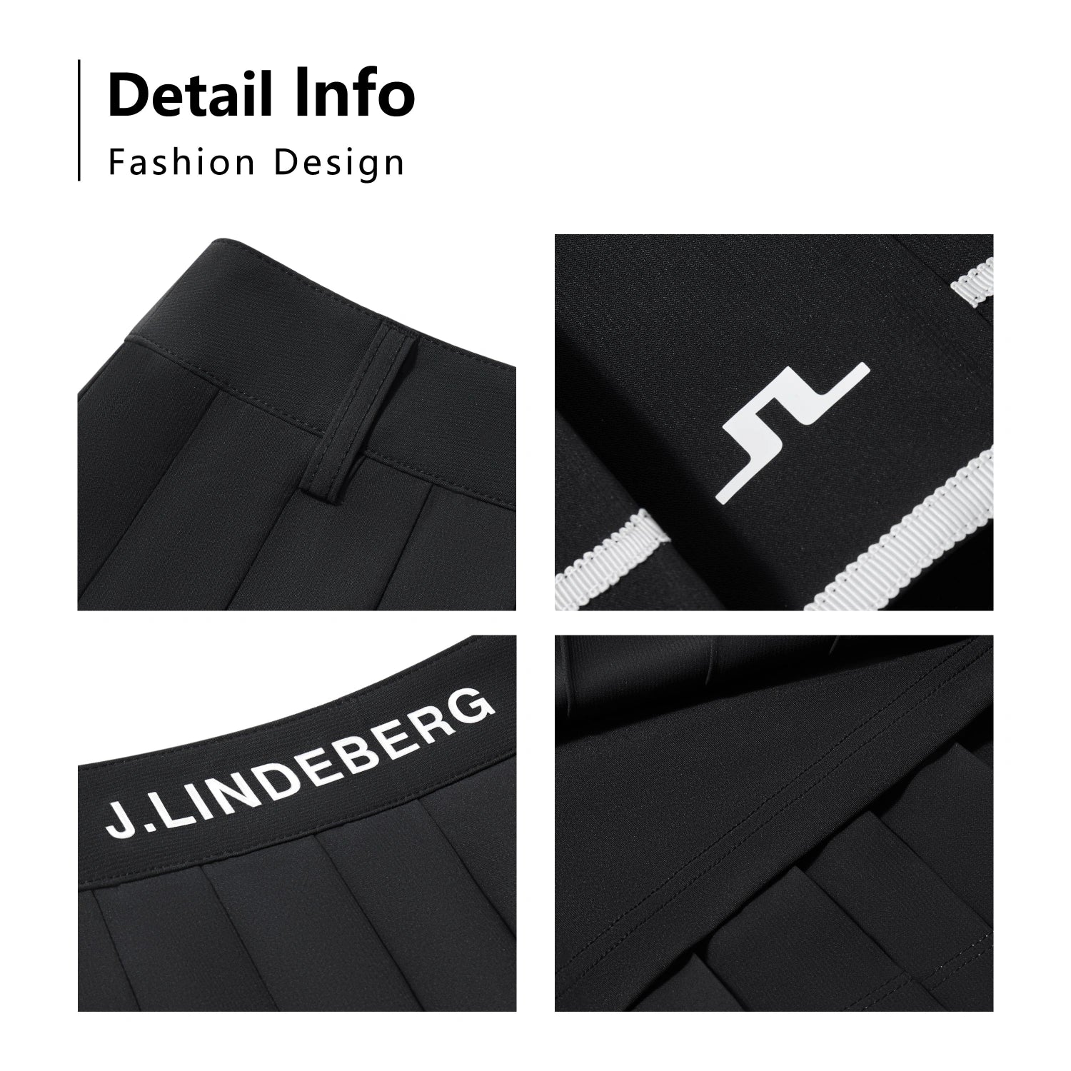 J.Lindeberg Harlow Golf Skirt with stripe hem and integrated inner shorts.