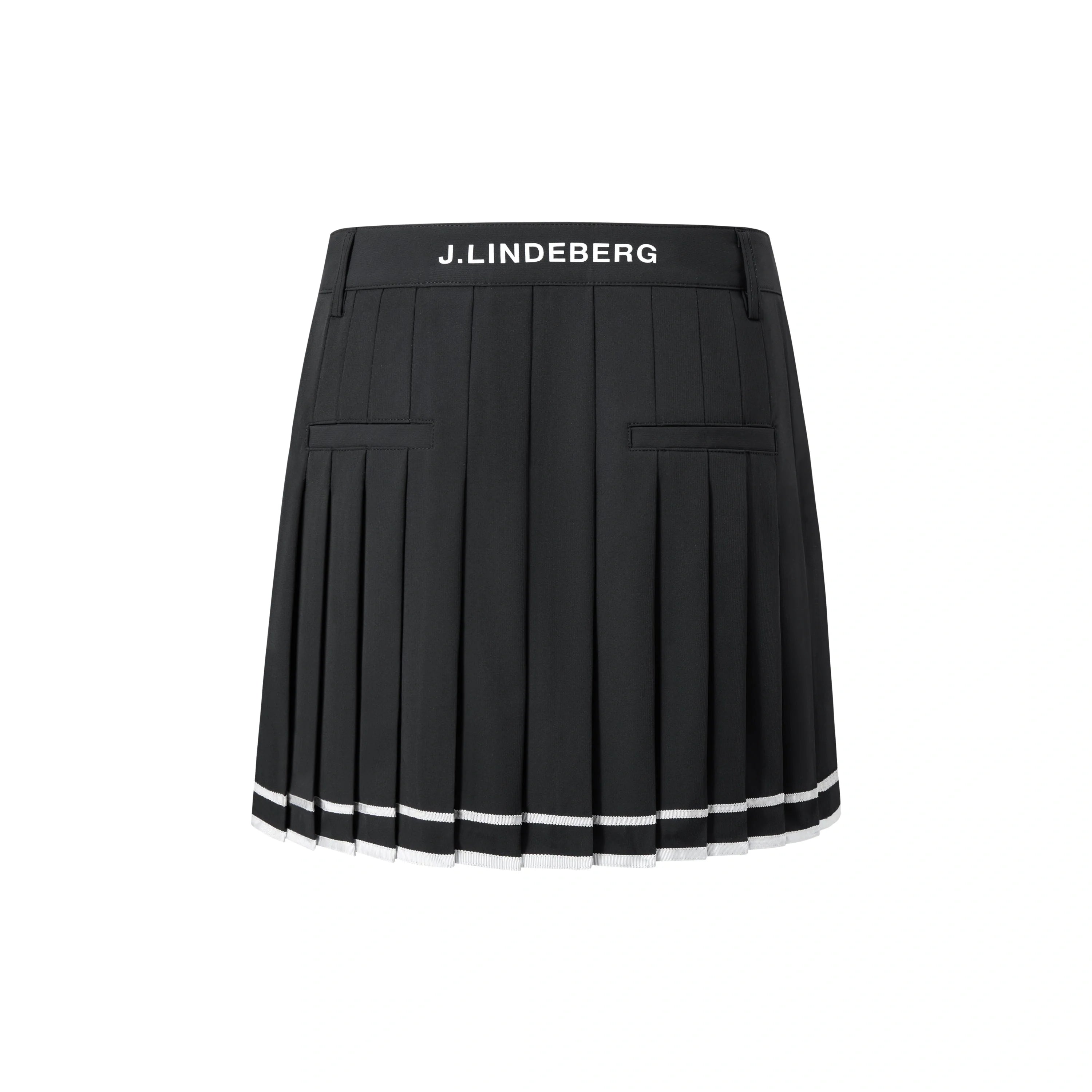 J.Lindeberg Harlow Golf Skirt with stripe hem and integrated inner shorts.