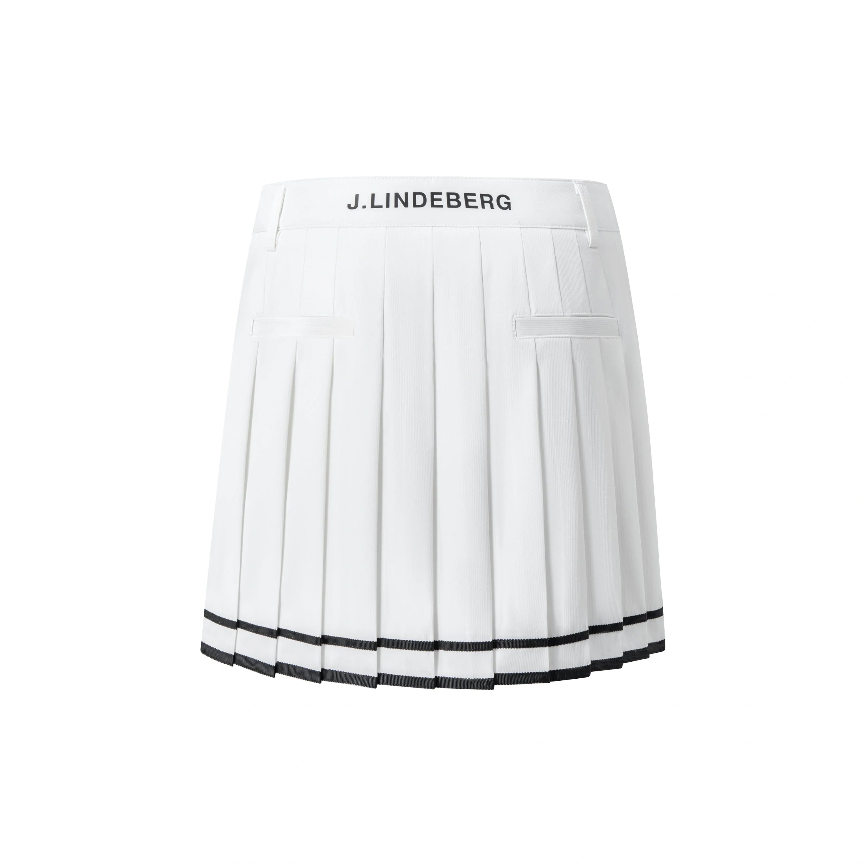 J.Lindeberg Harlow Golf Skirt with stripe hem and integrated inner shorts.